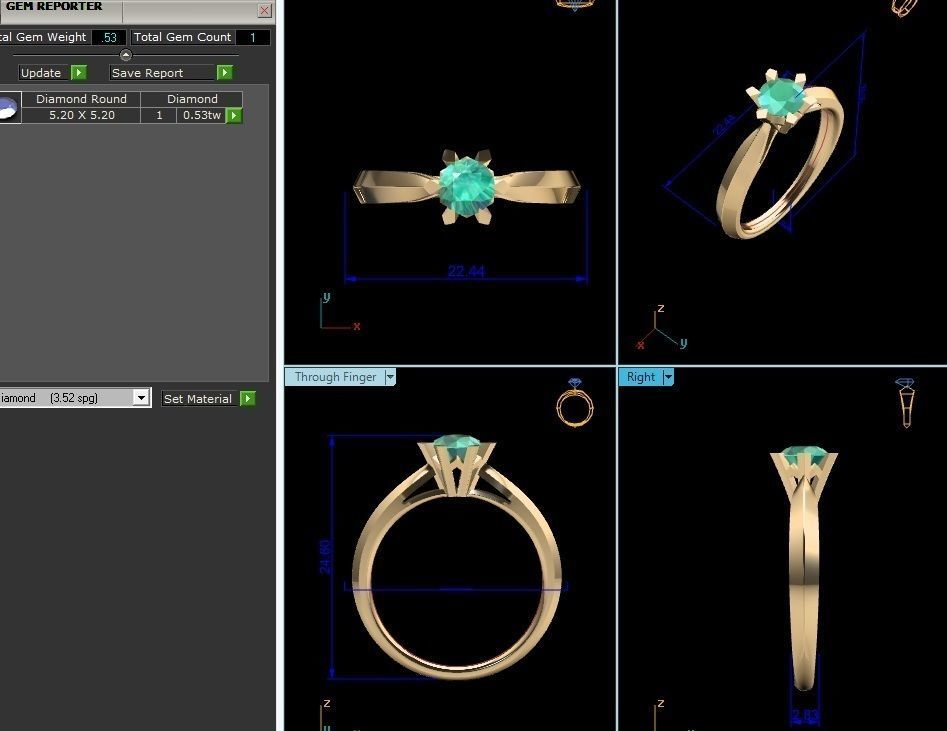 Women solitaire ring 3dm render detail 3D print model_6