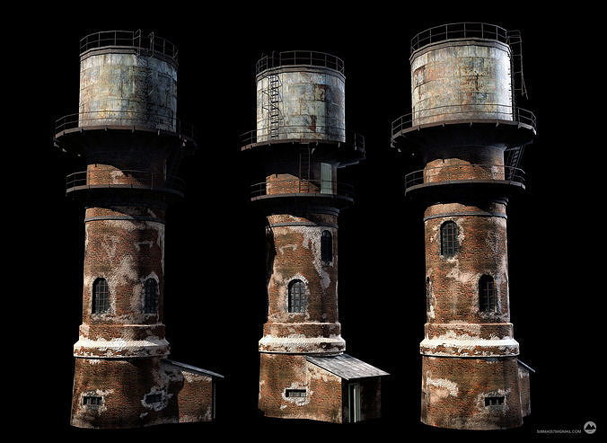 Water tower Low-poly 3D model