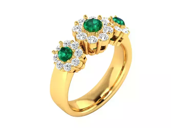 Women cocktail Band Ring 3dm render detail