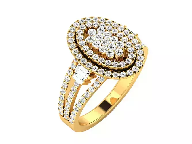 Women Cocktail Band Ring 3dm render detail