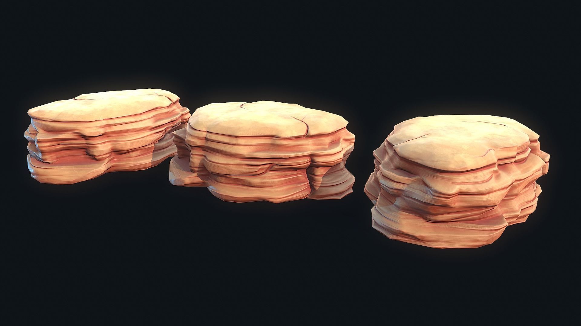 Stylized Desert Rock collection Low-poly 3D model_8
