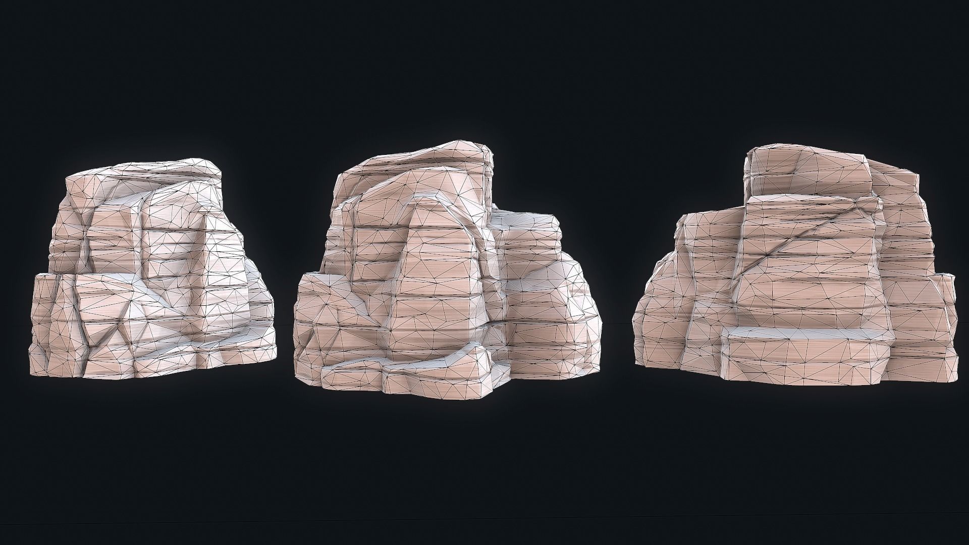 Stylized Desert Rock collection Low-poly 3D model_16