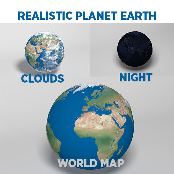 Planet Earth - Realistic 3D World Globe - Animated 3D model_6