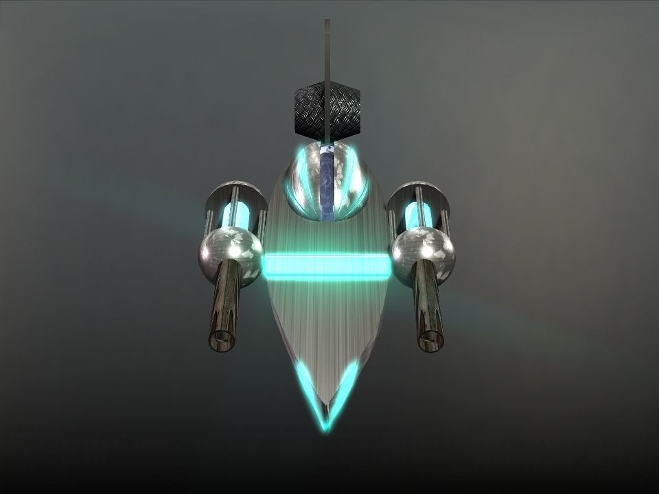 Space Boat Low-poly 3D model_19