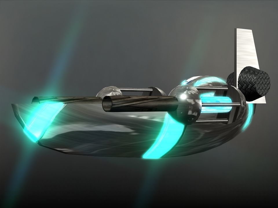 Space Boat Low-poly 3D model_30