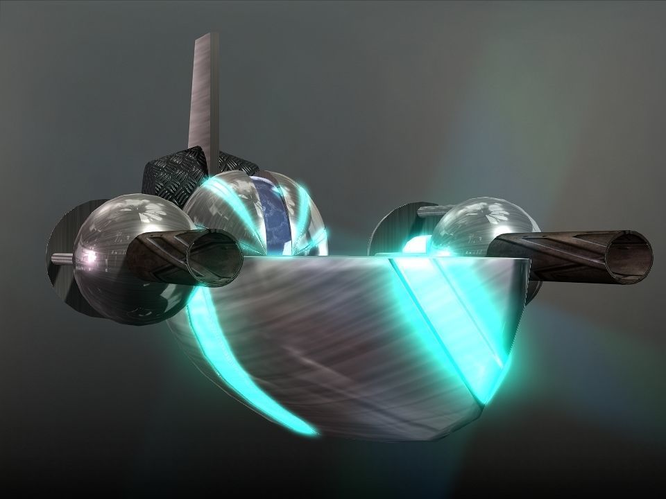 Space Boat Low-poly 3D model_17