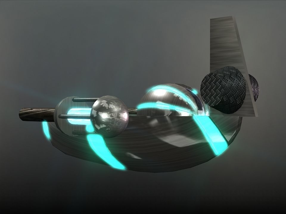 Space Boat Low-poly 3D model_35