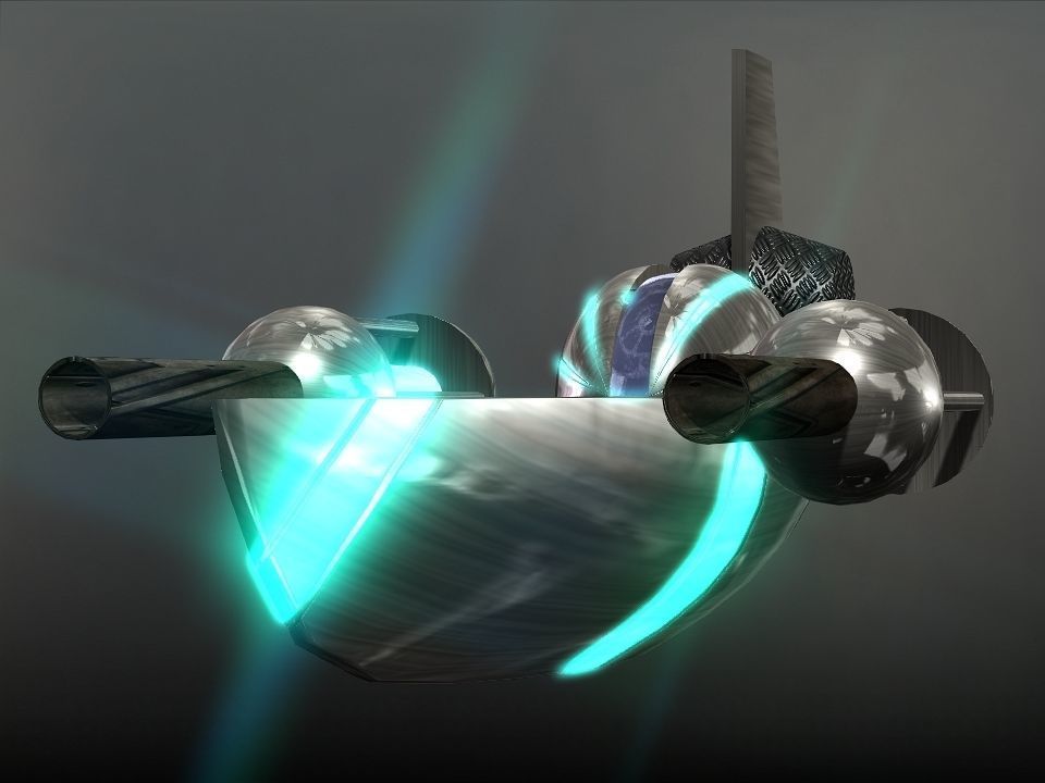 Space Boat Low-poly 3D model_12