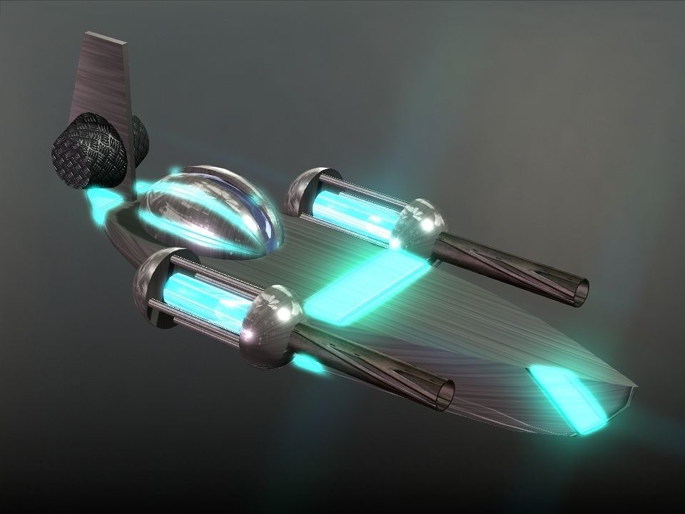 Space Boat Low-poly 3D model_27