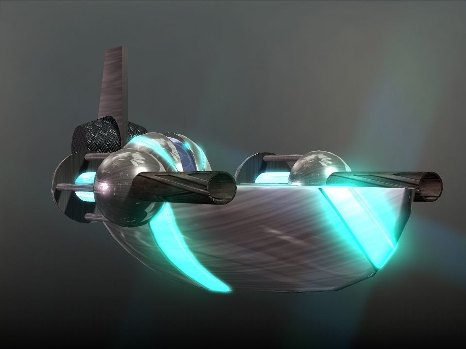 Space Boat Low-poly 3D model_16