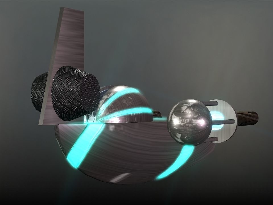 Space Boat Low-poly 3D model_7