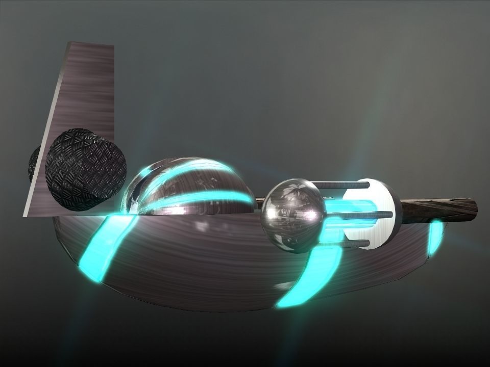 Space Boat Low-poly 3D model_8