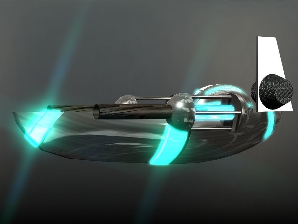 Space Boat Low-poly 3D model_31