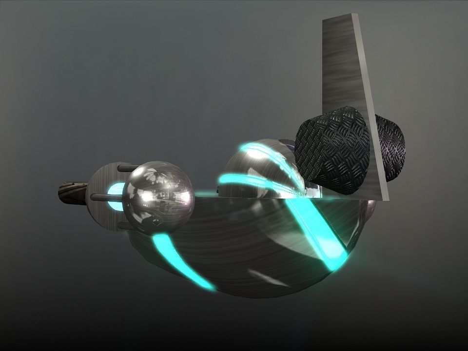 Space Boat Low-poly 3D model_2