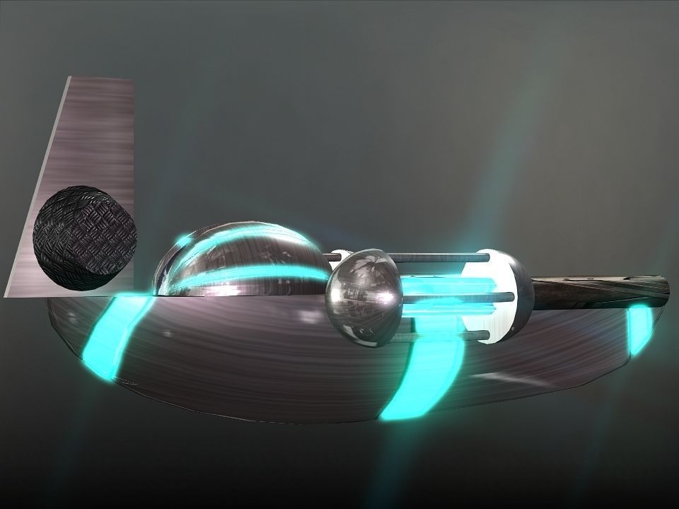 Space Boat Low-poly 3D model_9