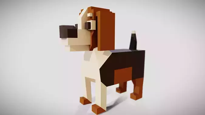 Simple Beagle Low-poly 3D model