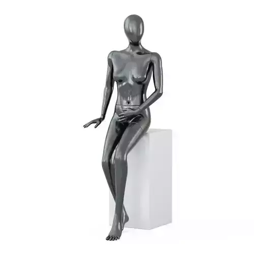Female black mannequin in sits pose 60 3D model