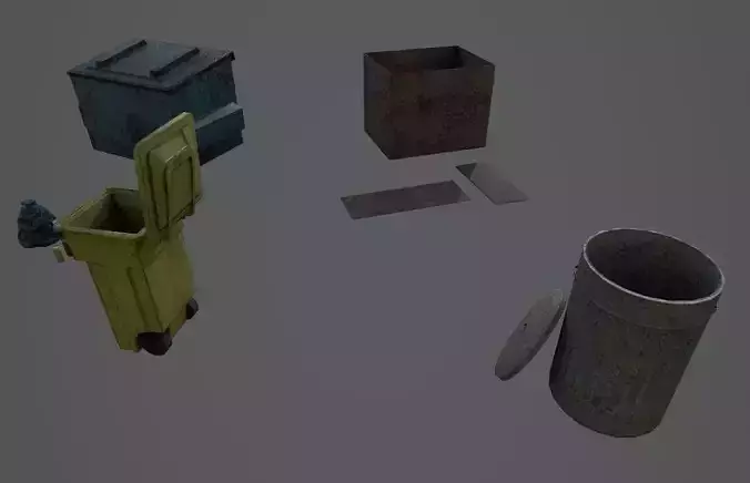 city Trash pack Free low-poly 3D model
