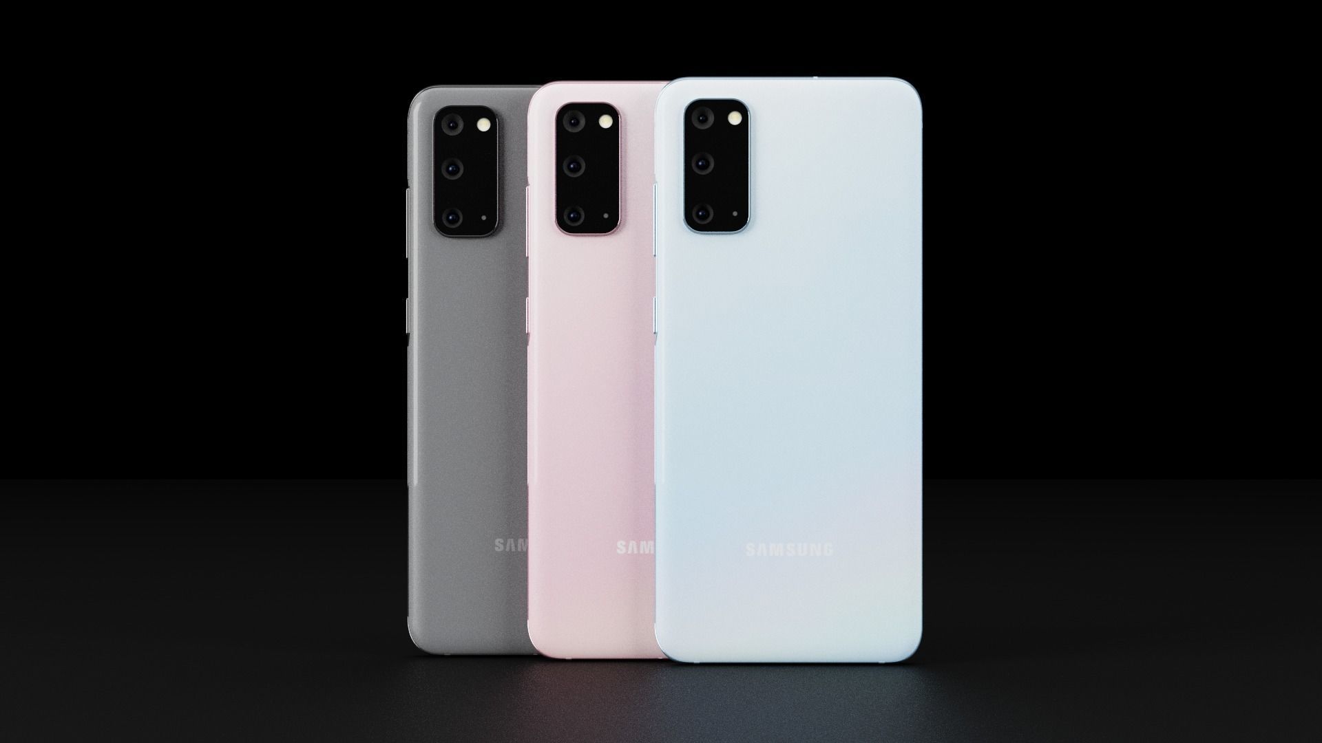 Samsung Galaxy S20 and S20 Plus and S20 Ultra Official Color Low-poly 3D model_3