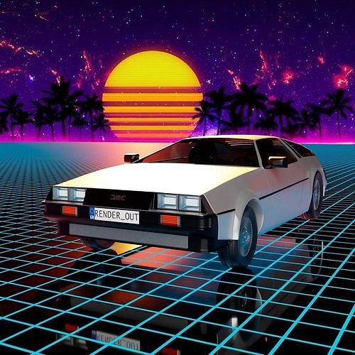 DeLorean DMC-12 1981 Low-poly 3D model