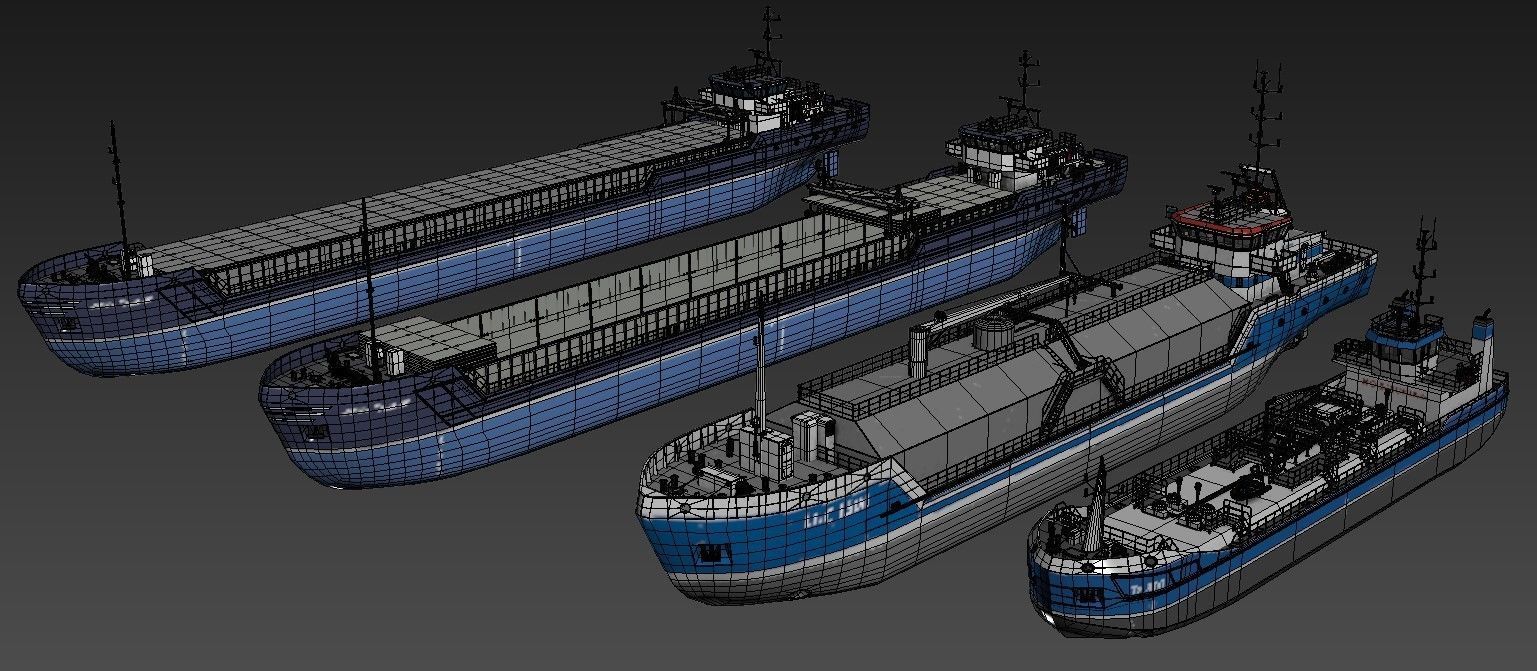 collection Ships tanker boat 3D model_5