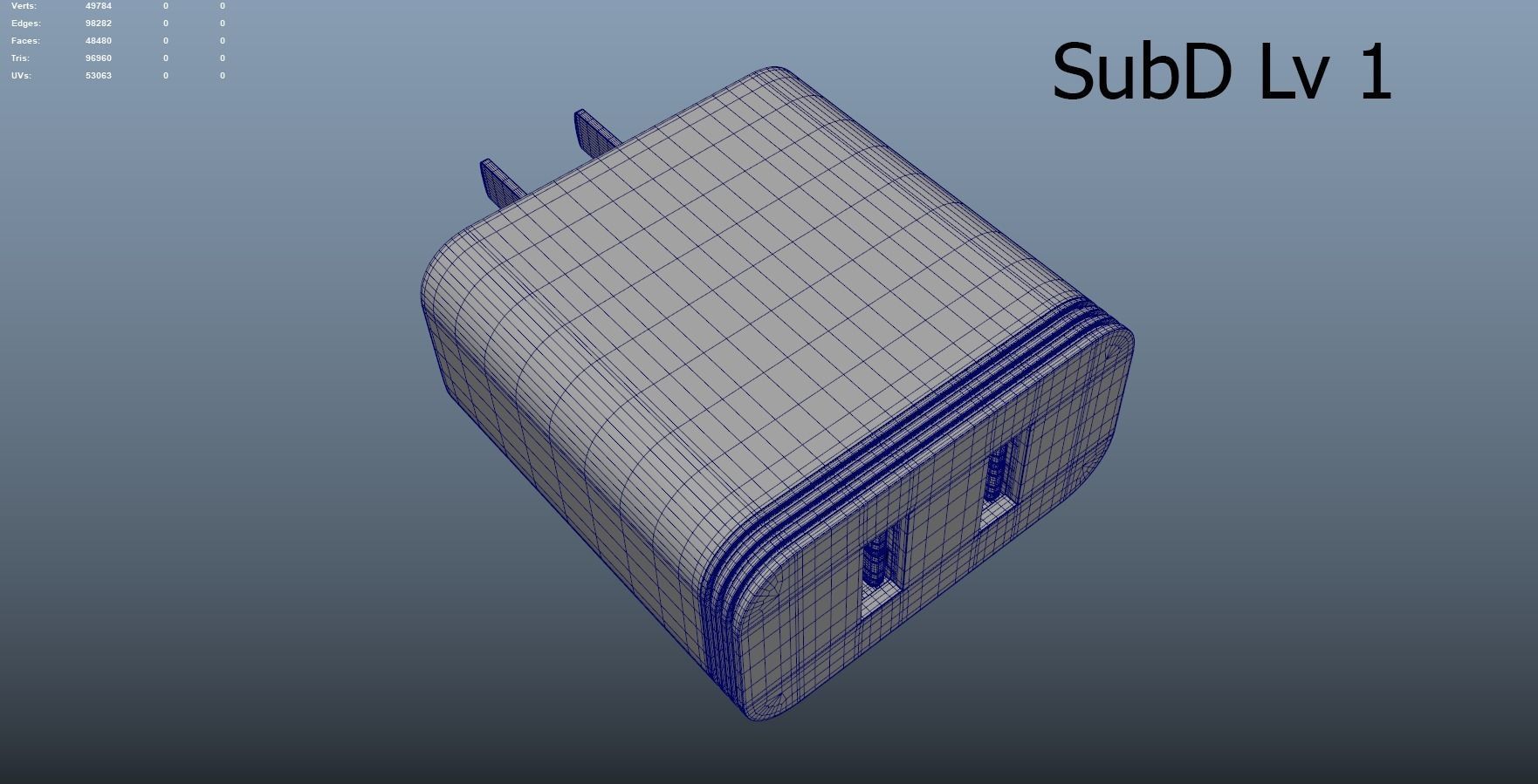 USB Power Adapter 2 Slot 3D model_2