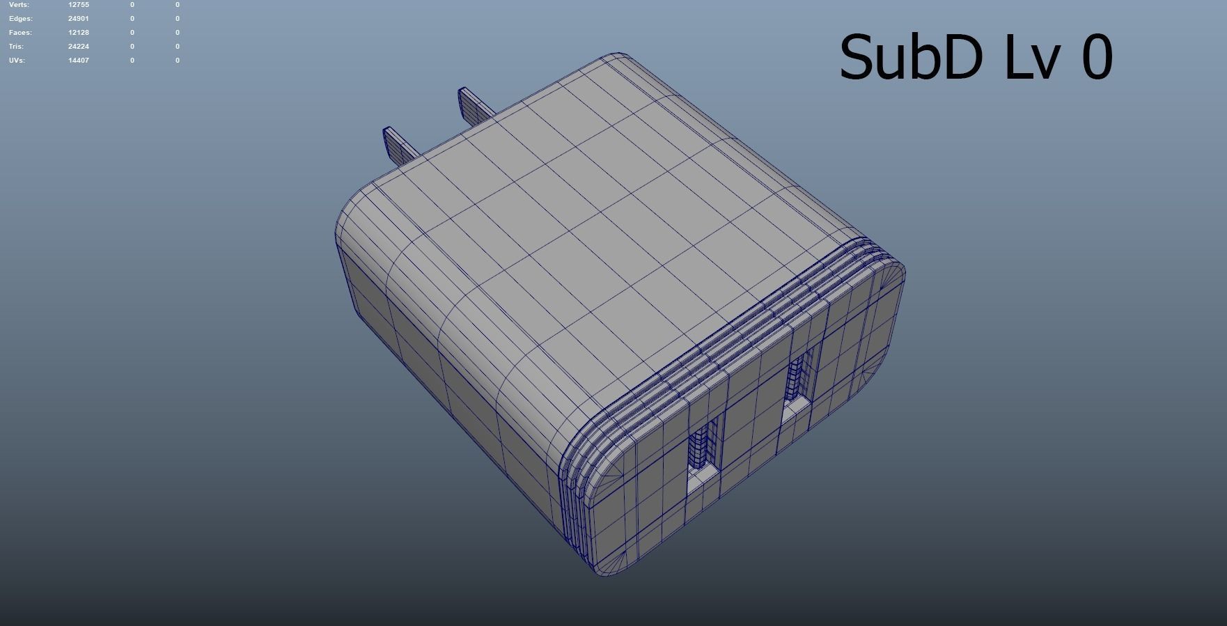USB Power Adapter 2 Slot 3D model_1