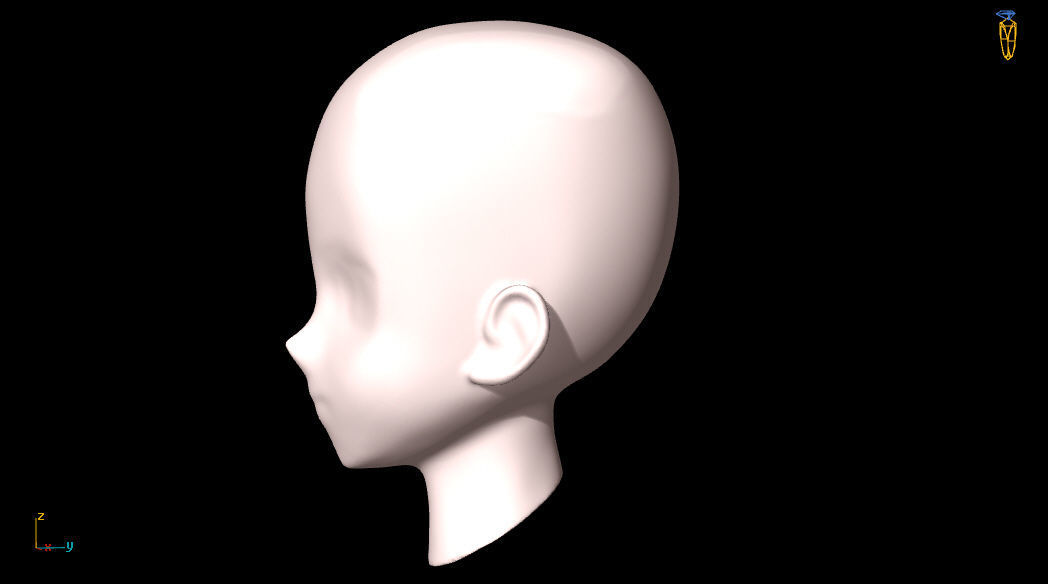 Anime Head Base Mesh Free 3D model_3