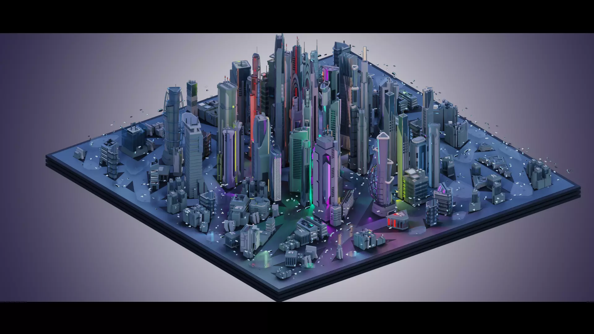 Futuristic City plus Cars nr 1 3D Model Collection_0