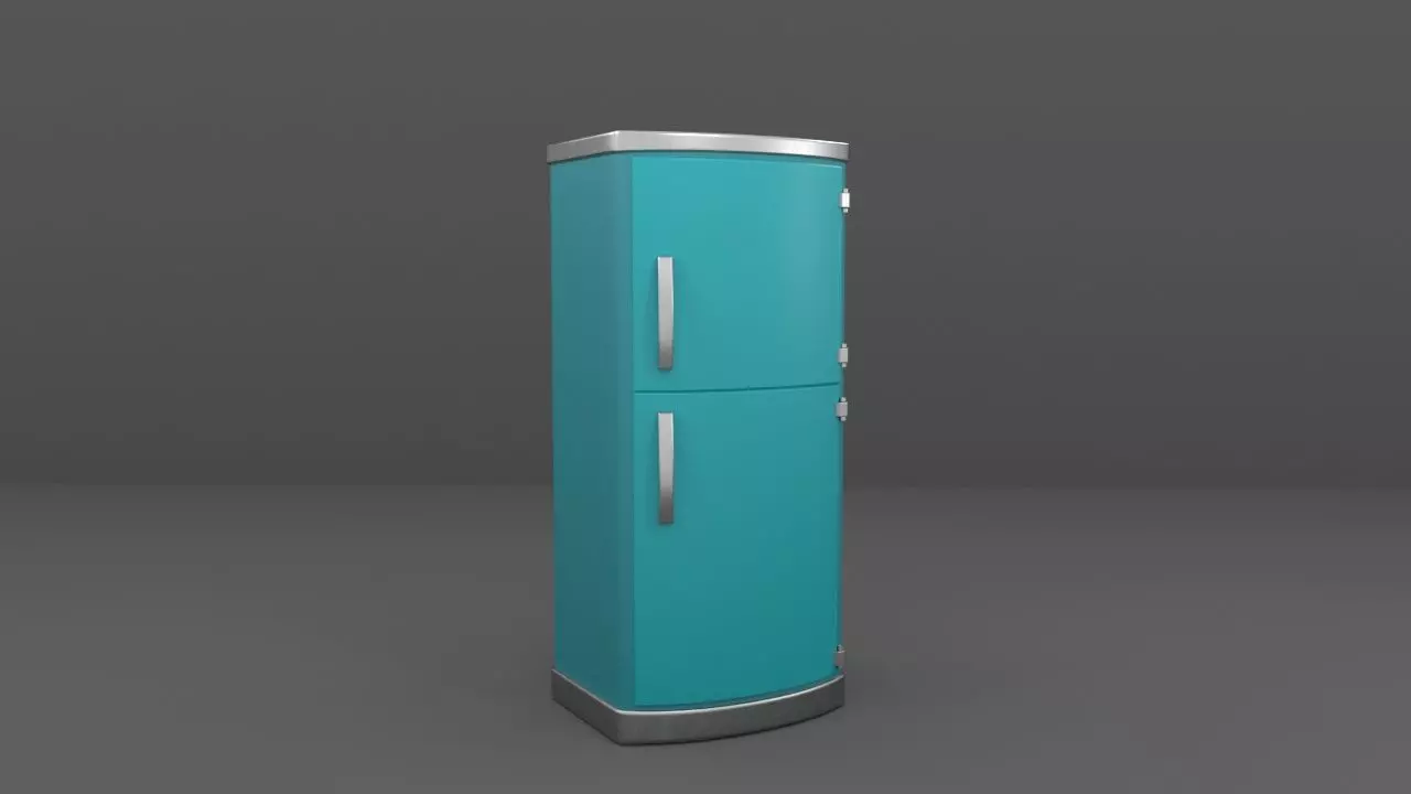 refrigerator vintage Low-poly 3D model_0