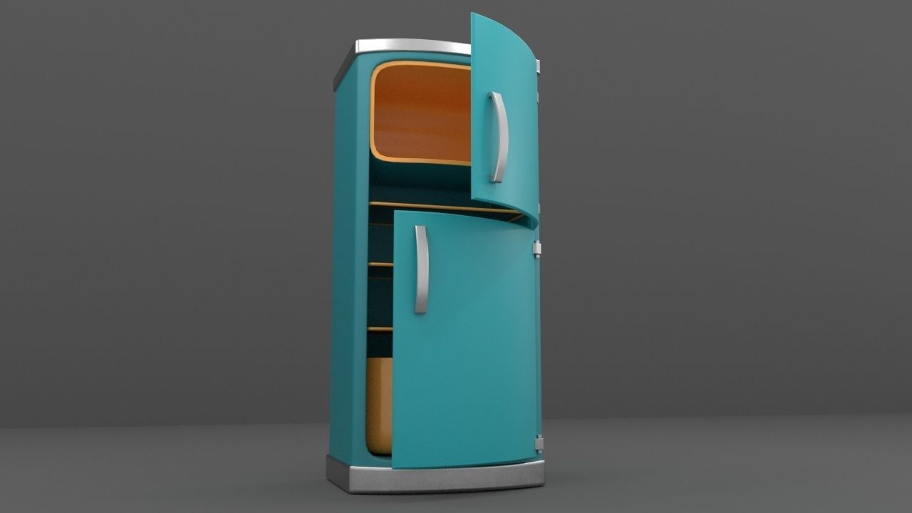 refrigerator vintage Low-poly 3D model_13