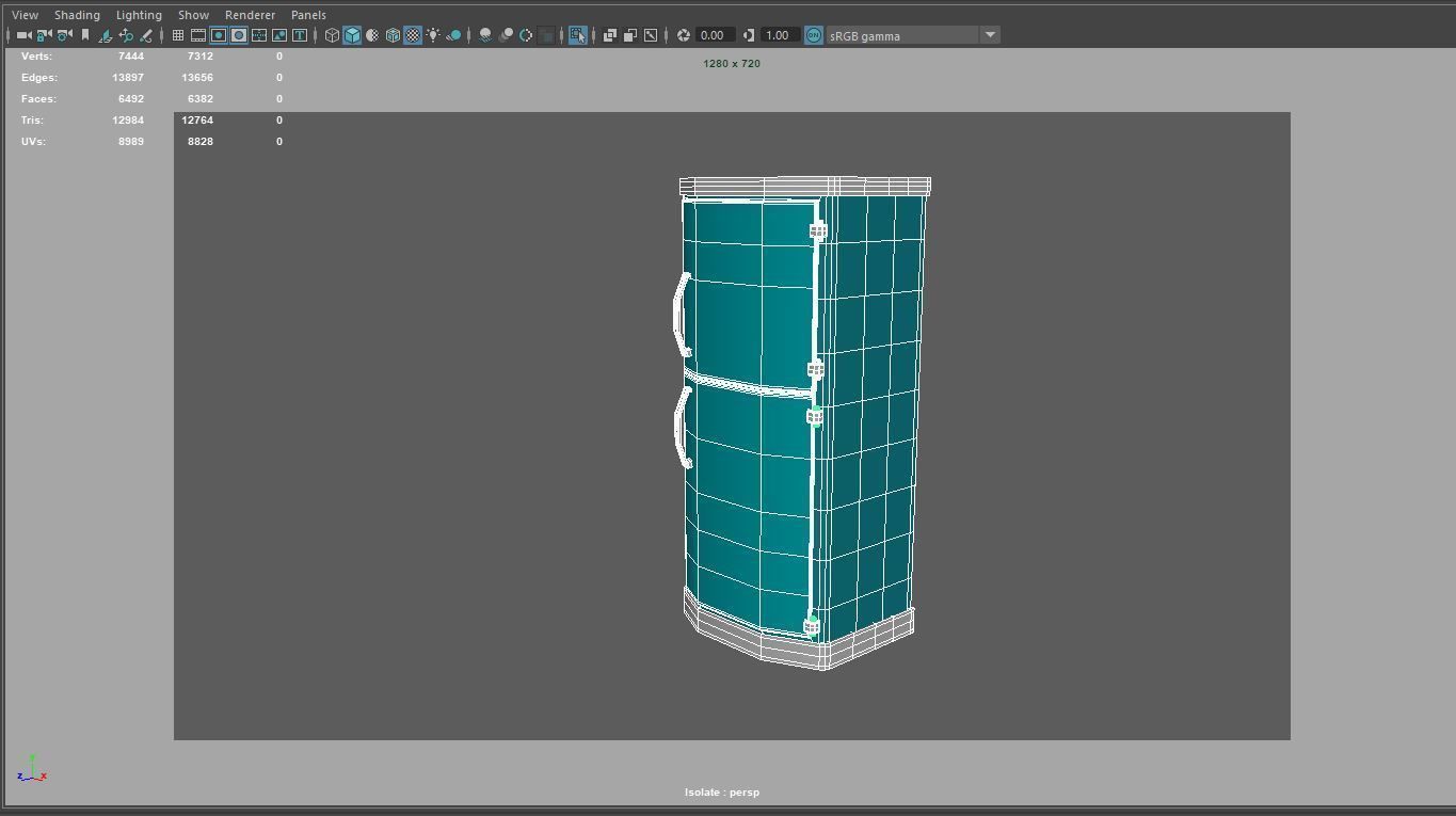 refrigerator vintage Low-poly 3D model_8