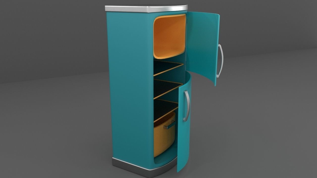 refrigerator vintage Low-poly 3D model_10