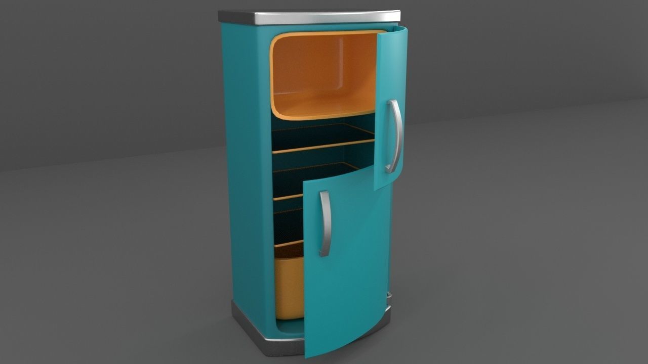 refrigerator vintage Low-poly 3D model_9