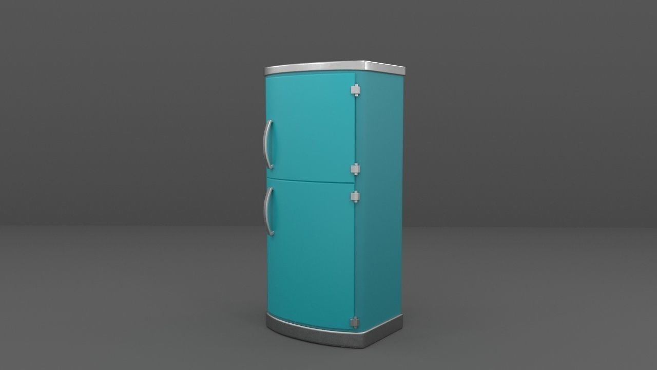 refrigerator vintage Low-poly 3D model_4