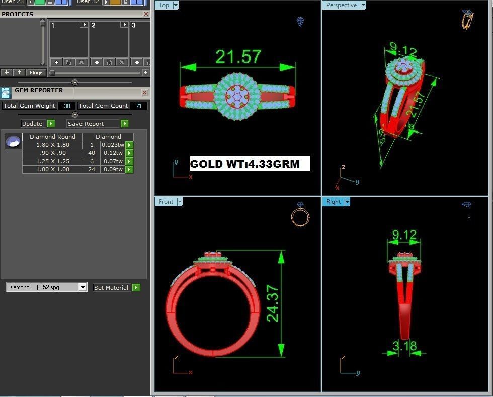 Women Band Ring 3dm render detail 3D print model_4