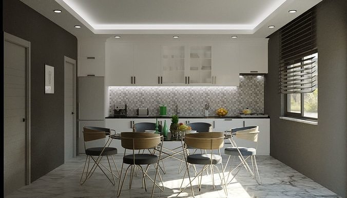 Kitchen Interior 3D model Free 3D model