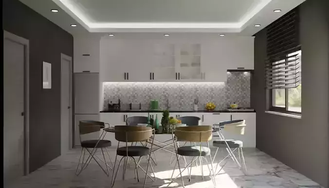 Kitchen Interior 3D model Free 3D model