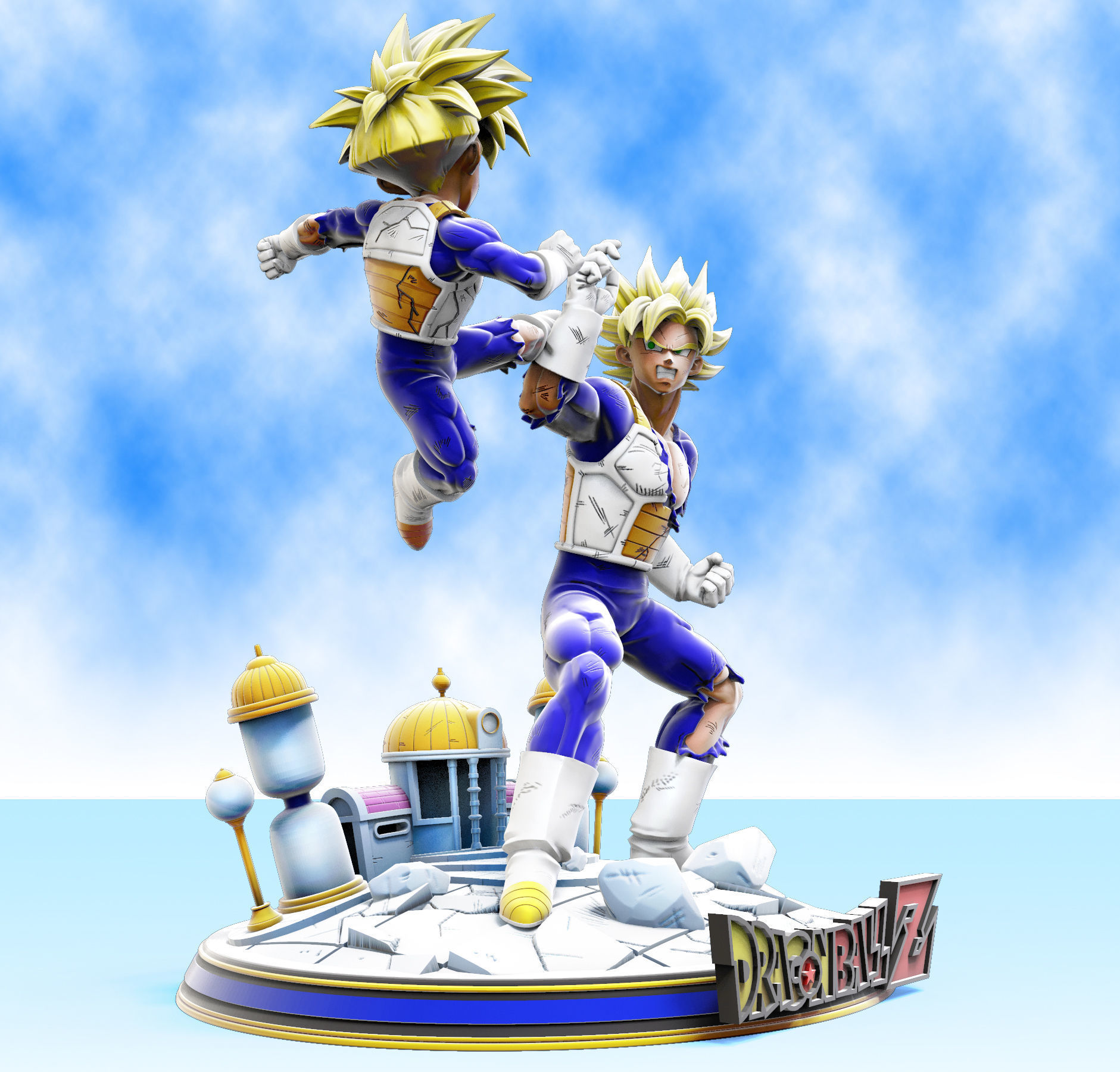 Goku vs Gohan training at hyperbolic time chamber diorama 3D print model_3