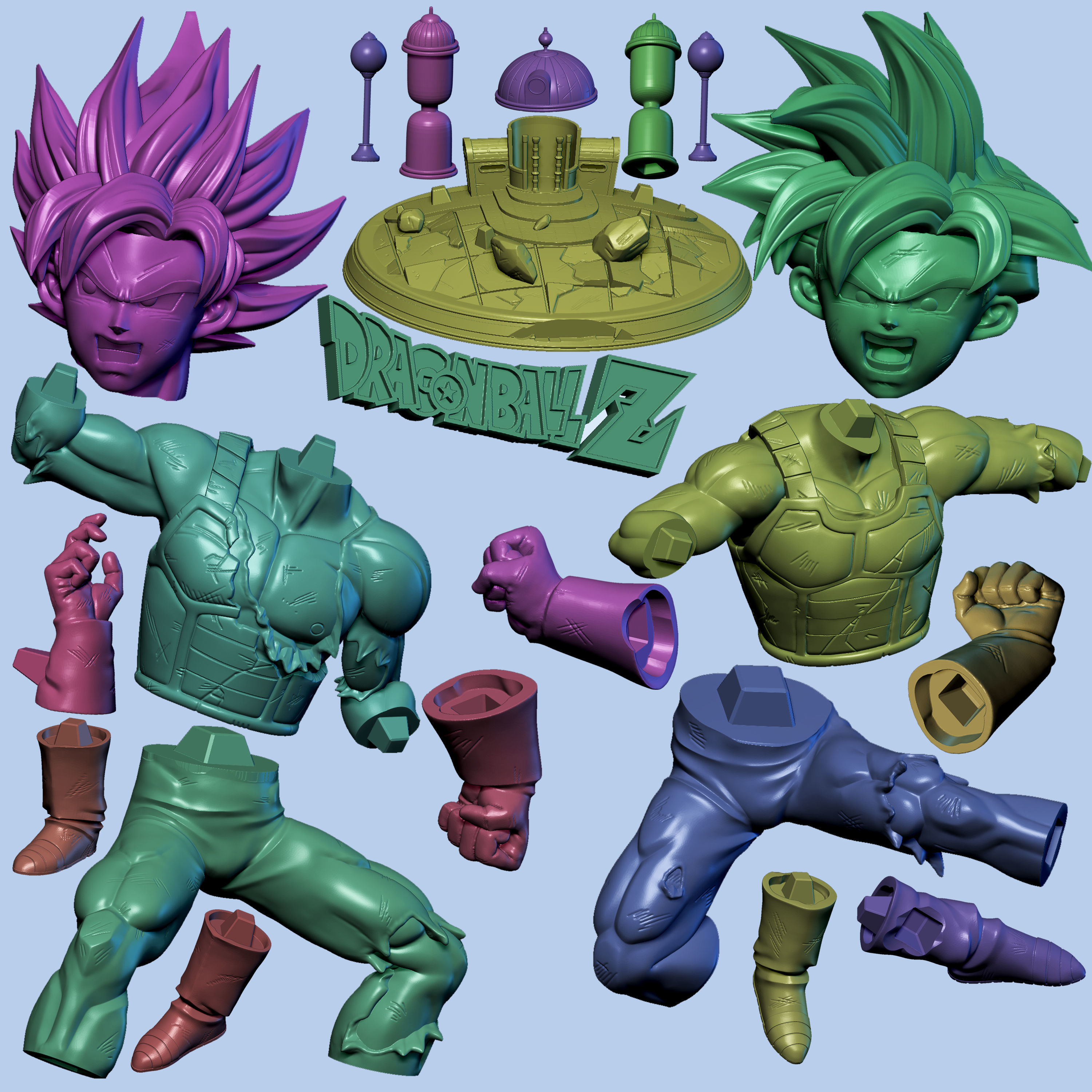 Goku vs Gohan training at hyperbolic time chamber diorama 3D print model_6