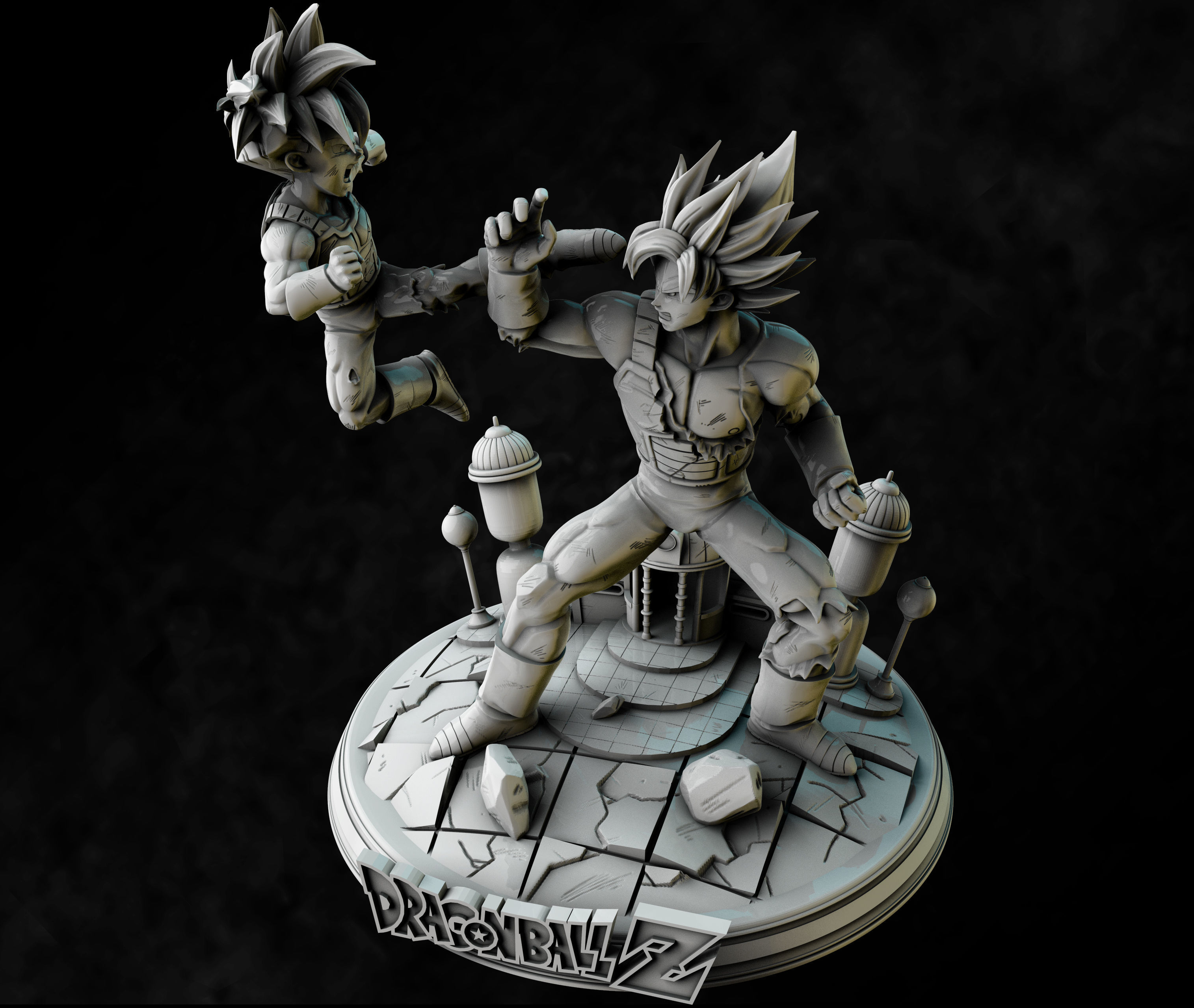 Goku vs Gohan training at hyperbolic time chamber diorama 3D print model_11