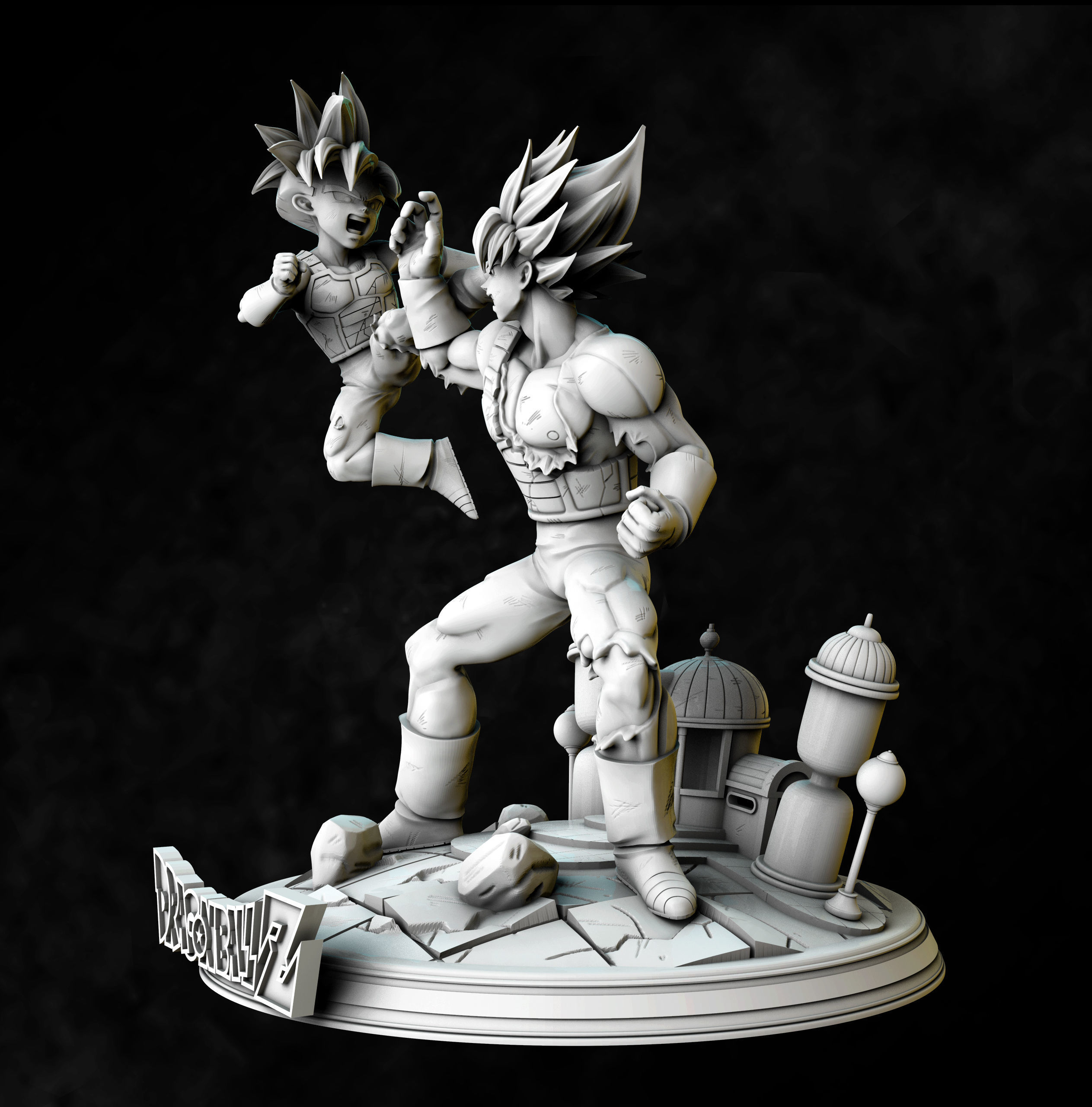 Goku vs Gohan training at hyperbolic time chamber diorama 3D print model_10