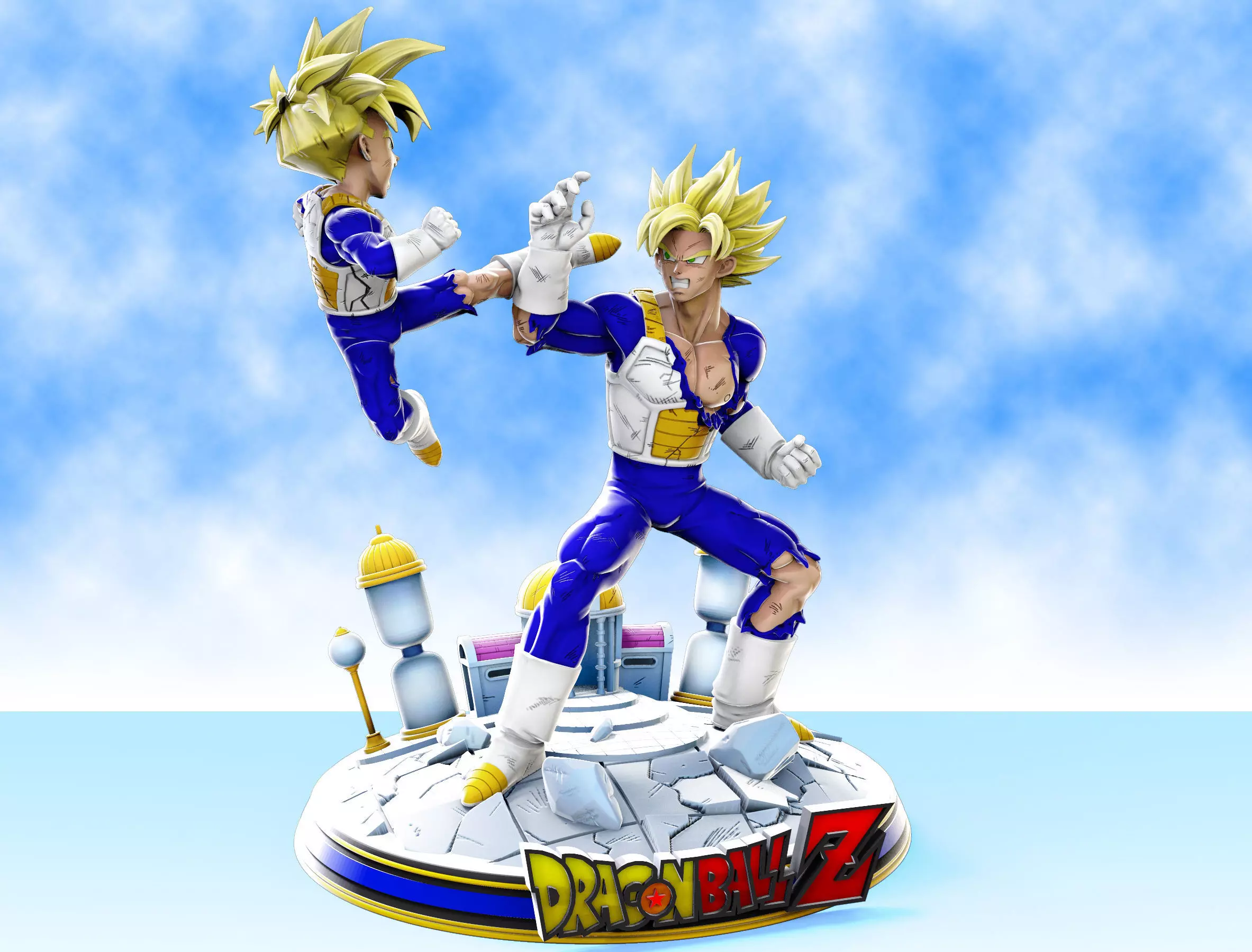 Goku vs Gohan training at hyperbolic time chamber diorama 3D print model_0