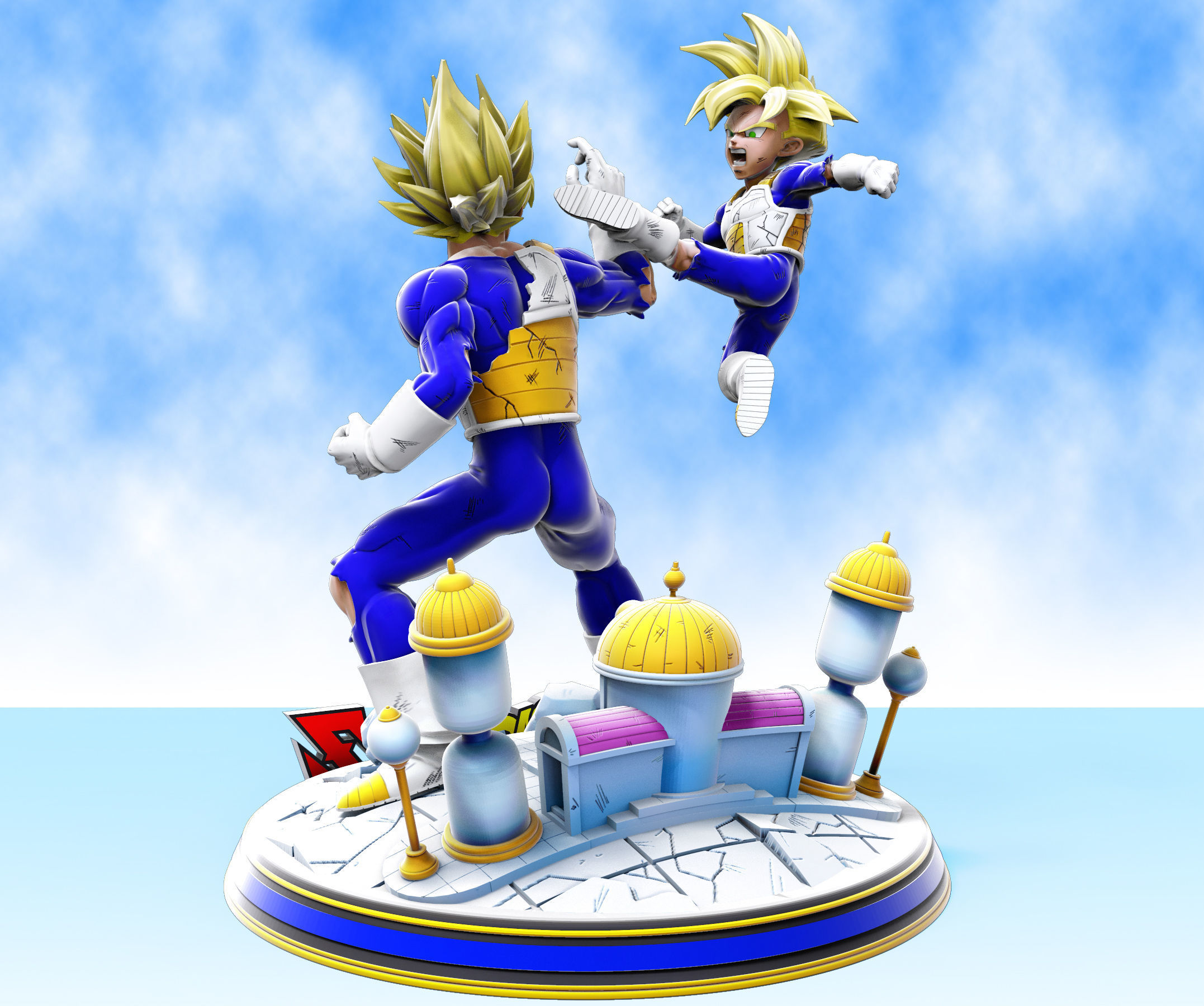 Goku vs Gohan training at hyperbolic time chamber diorama 3D print model_4