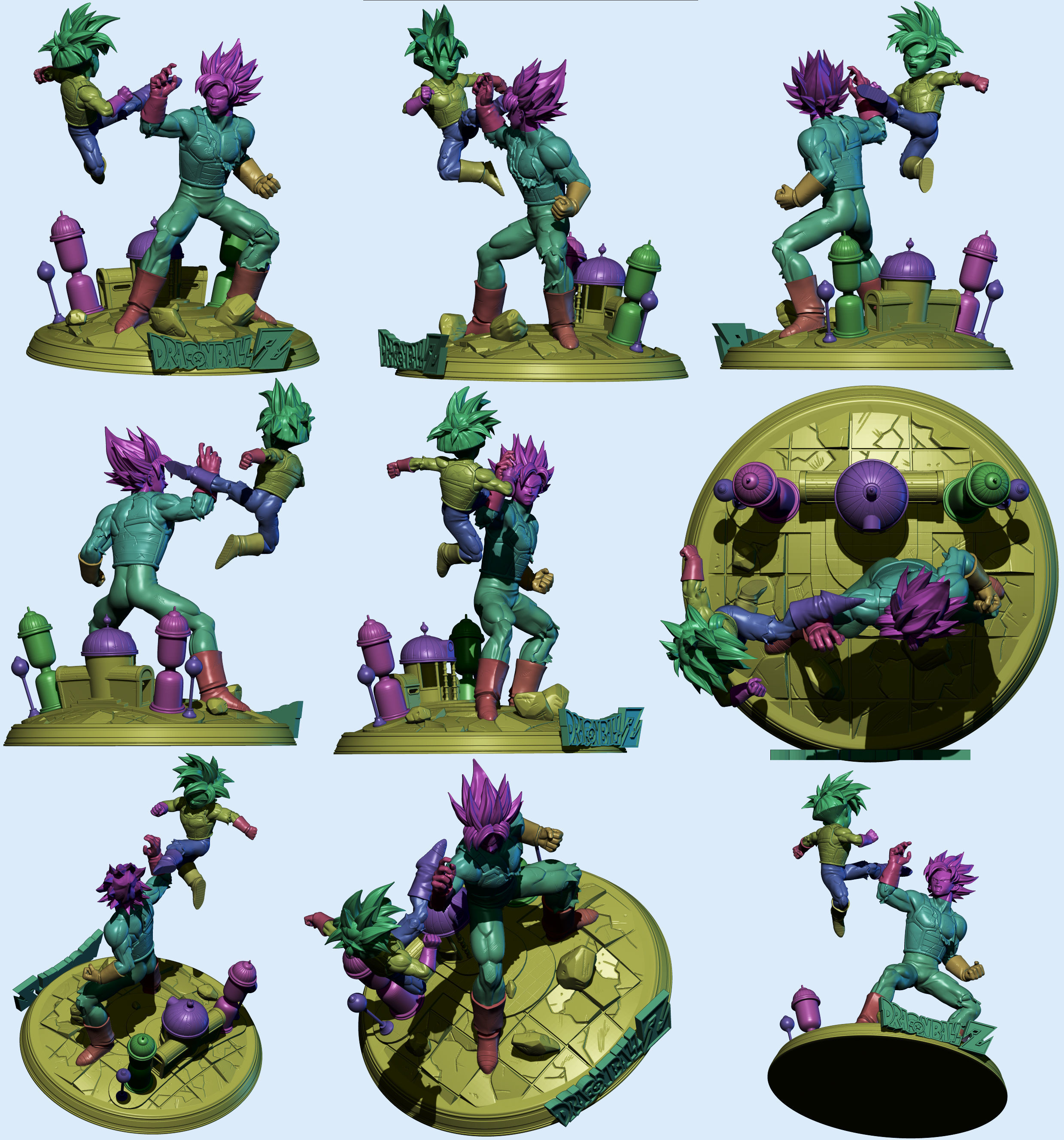 Goku vs Gohan training at hyperbolic time chamber diorama 3D print model_7