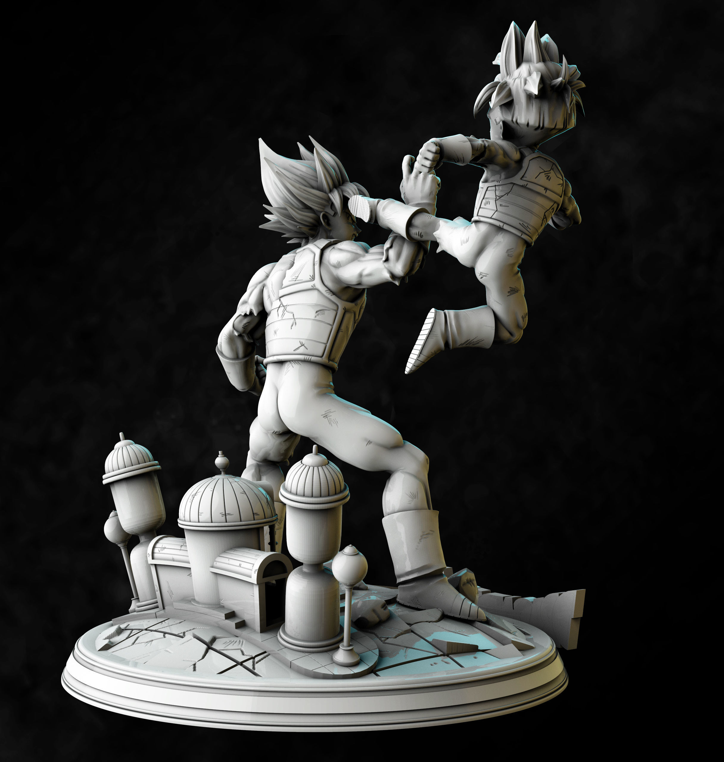 Goku vs Gohan training at hyperbolic time chamber diorama 3D print model_9