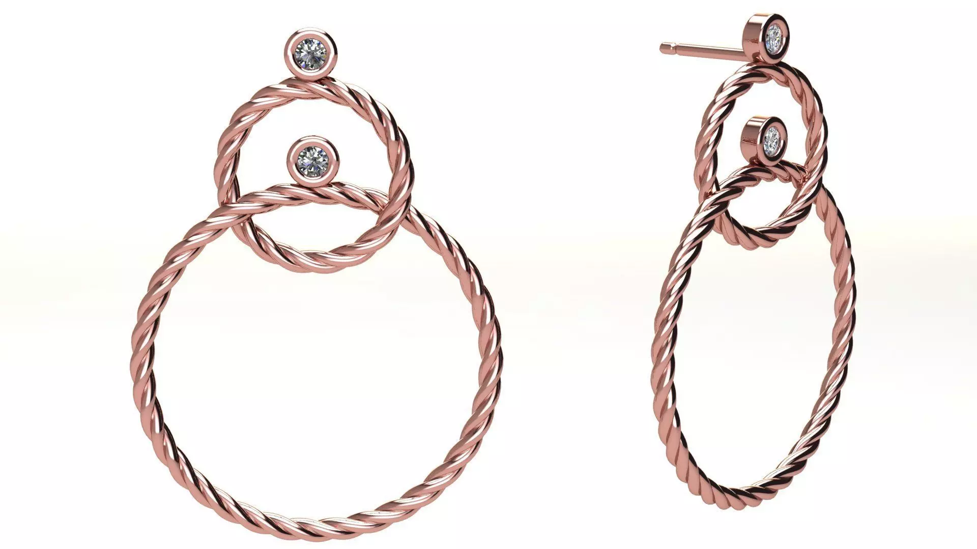 Diamond Inter Cable Earrings 3D print model