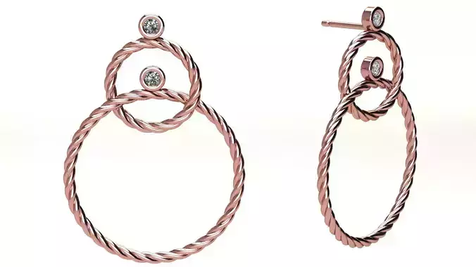Diamond Inter Cable Earrings