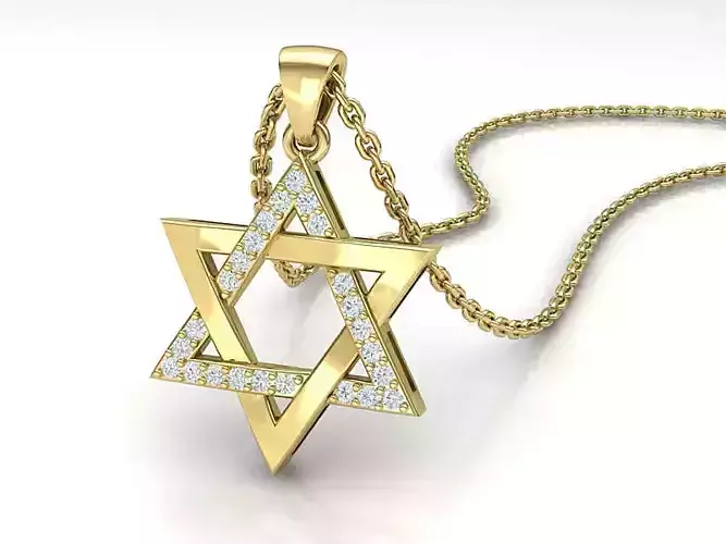 Jewish Star of David Diamond pendant necklace 24mm  3D print model