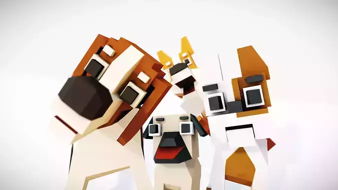 Simple Dogs pack Low-poly 3D model
